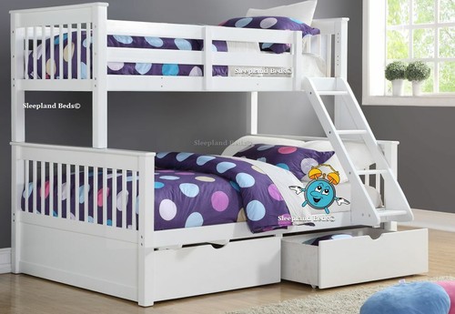 White wooden triple bunk - triple, bed