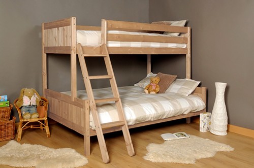 Triple pine bunk bed - pine, white