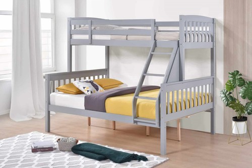 Triple bunk bed grey - bed, pine