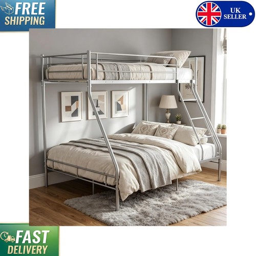 Silver metal bunk bed triple - metal,