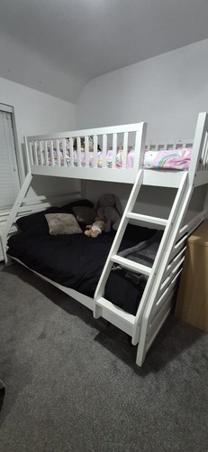 Wooden white triple - triple, bed